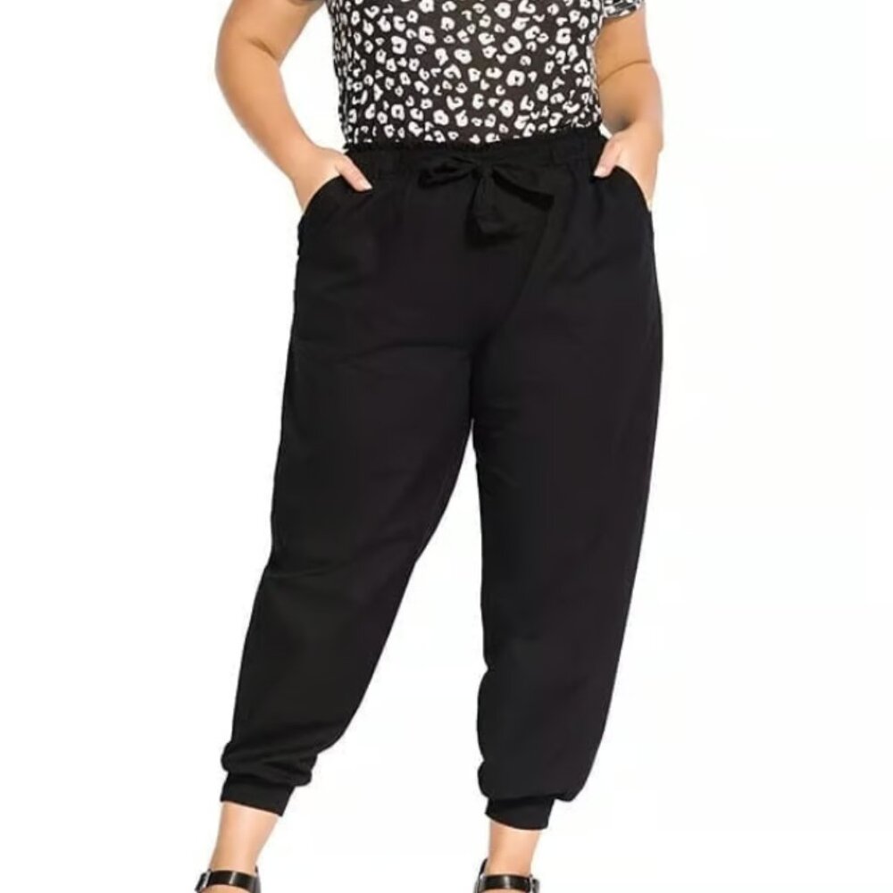 City Chic Relaxed Tie Jogger Pants‎ Black Plus Size Medium NWT